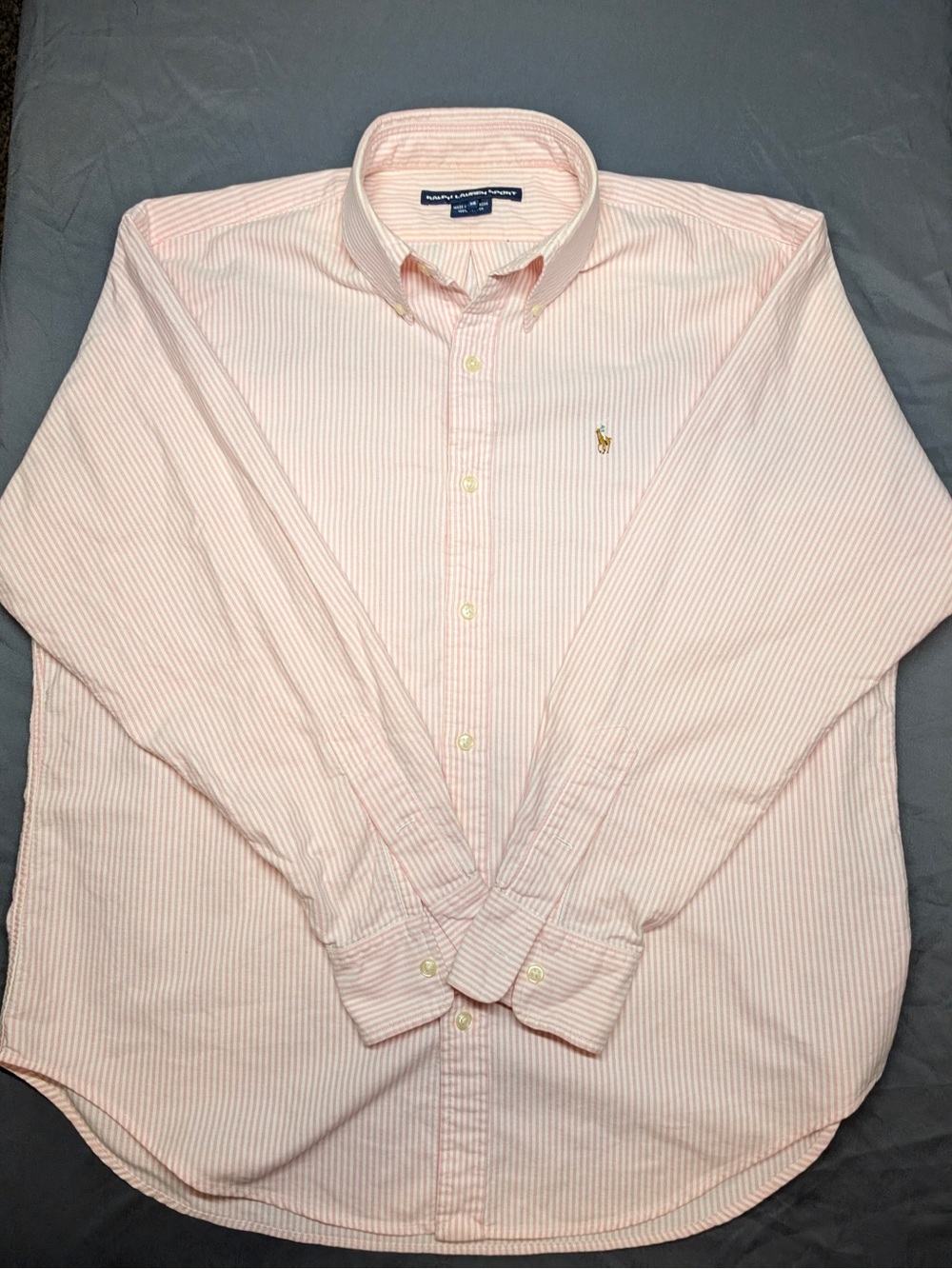 Vintage Ralph Lauren Light Pink Striped Button-Down Oxford Shirt